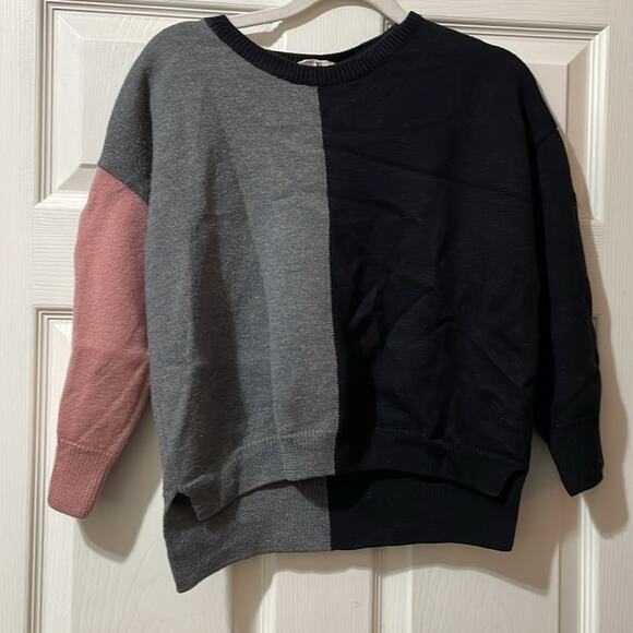 Fuzzi Colorblock Gray Black Crewneck Wool Pullover Sweater Size M - Picture 3 of 6